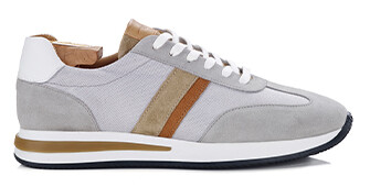 Light Grey & Beige Men's leather trainers - KEILIRA