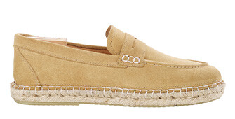 Velvet Beige Suede Men's Moccasins with espadrille sole - PANAREA