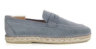 Suede Eucalyptus Men's Moccasins with espadrille sole - PANAREA