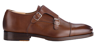 Patina Chestnut Leather Buckle Shoes - GREYDALE PATIN