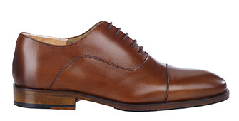 Cognac Patiné Men's Oxford shoes - Leather sole with pad - GRAKLEY
