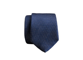 Prussian Blue Silk Tie with Ecru Micro dots