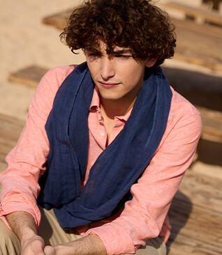 Men's navy cotton scarf 