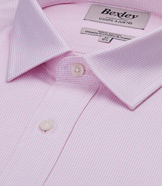 Men’s light pink twill shirt with a textured finish - SYLVÉNIAS
