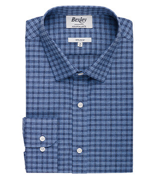 Blue Melange and navy Cotton Flannel shirt  - SYLVÉNIUS