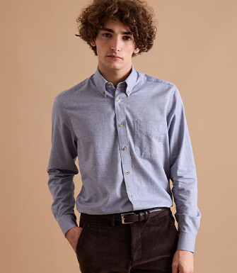 Men's Blue Denim Flannel Shirt - VARICK