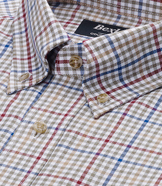 Flannel shirt - Khaki, red and blue Checks - SHANTON