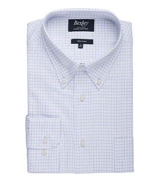 Men's white shirt with blue checks - DALLEN