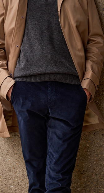 Navy Men's corduroy chinos - KHYLER