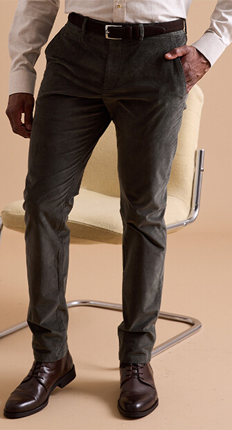Dark Green Men's corduroy chinos - KHYLER