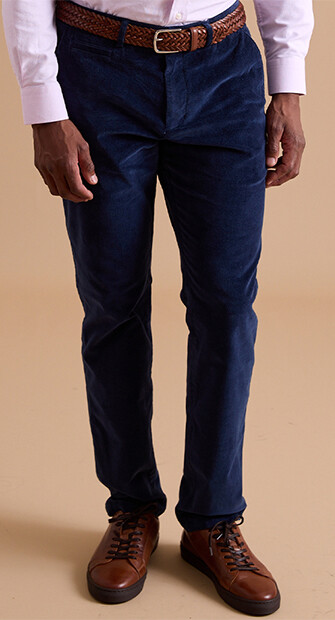 Navy  Men's velvet chinos - KINSLEY