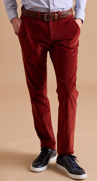 Rust Men's velvet chinos - KINSLEY
