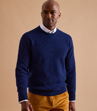 Men's wool round-neck jumper Navy - COLTAN