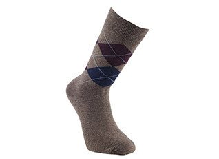 Thick cotton socks with diamond pattern Taupe and Burgundy