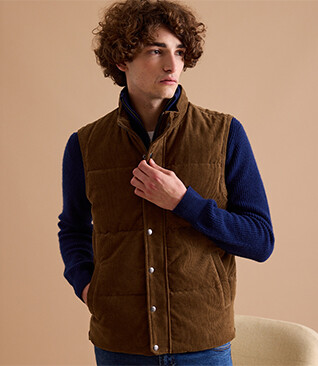 Khaki Corduroy Down Gilet - HILMAR