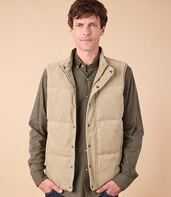 Light Olive Corduroy Down Gilet - HILMAR