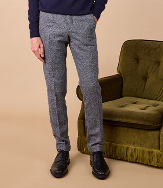 Grey Blue Men's Dress Trousers - LAURIAN