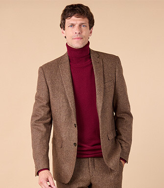 Men's Brown Herringbone Suit Blazer - LAURIAN
