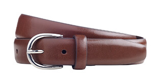 Patina Cognac leather belt for men - SANDGATE SILVER