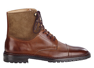 Patinated Cognac and Taupe lace-up Boots Derby shoes - IRVING II GOMME