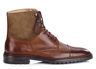 Patinated Cognac and Taupe lace-up Boots Derby shoes - IRVING II GOMME