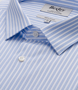Light blue and white striped shirt - French collar - LEONDRE