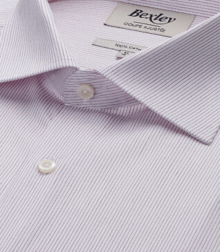 White & Red striped shirt - Italian collar - SANTINO