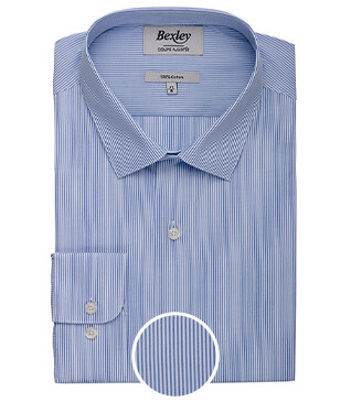 Soft Blue Cotton shirt - French collar - ANDRIEN CLASSIC