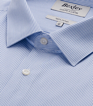 Soft Blue Cotton shirt - French collar - ANDRIEN CLASSIC