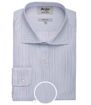 Navy White and Blue striped poplin shirt - CLAIREMONT