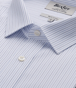 Navy White and Blue striped poplin shirt - CLAIREMONT