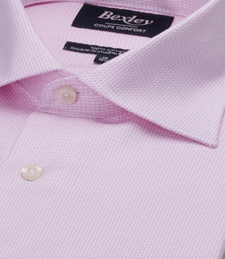 Men's textured shirt – Light pink and white stripes - SAVINO