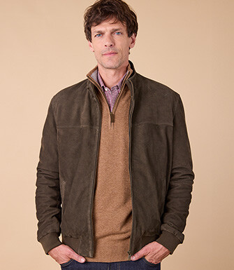 Khaki velvet jacket - 100% leather - SEAVER
