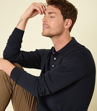 Men’s Dress Knit Pullover Navy  - Polo Collar - BRAIDEN ML