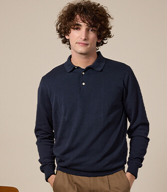 Men’s Dress Knit Pullover Prussian Blue - Polo Collar - BRAIDEN ML