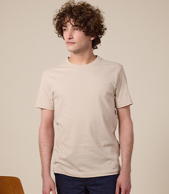 Men's T-Shirt Cotton/Linen Greige - ENIAS