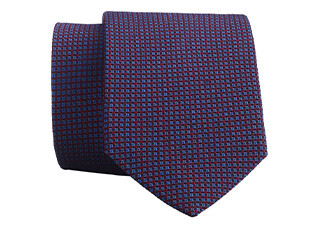 Silk tie with micro pattern Burgundy and blue