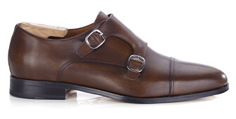 Men’s Double Monk Strap Shoes Caramel Patina - CHEWTON
