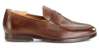 Patina Chocolate Men's penny loafers - Rubber Outsole - DERVIO II GOMME