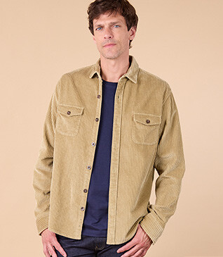Beige - Corduroy over shirt - VICTORIUS