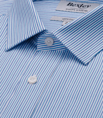 Men's poplin shirt – Blue & Green stripes - FLORIEN