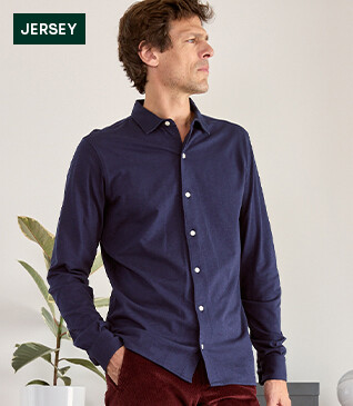 Men's jersey shirt 100% cotton - Dark Navy - AIGNAN