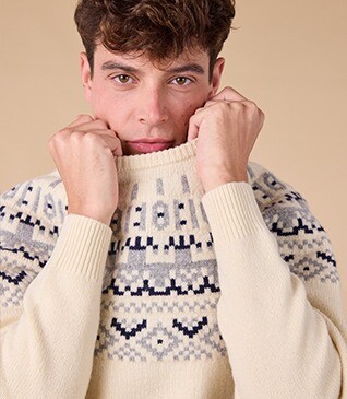 Crew neck jumper with Icelandic style – Ecru - ELVAR