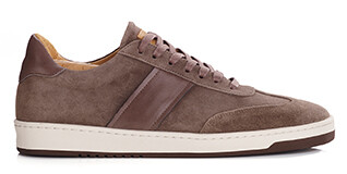 Men’s leather sneakers – Taupe suede and brown - NANGKITA