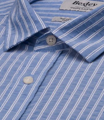Blue & White cotton linen shirt - FOLBERT