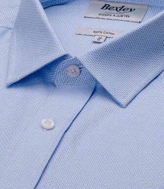 Men’s blue twill shirt with a textured finish - VERNON