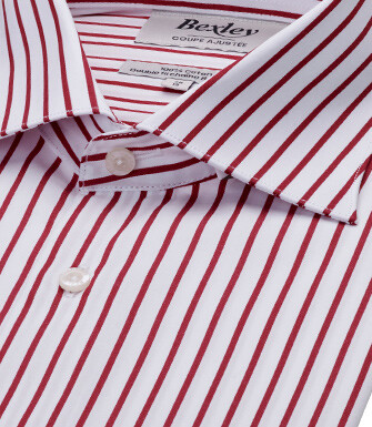 Striped White & Red shirt - Italian collar - DAVIDE CLASSIC