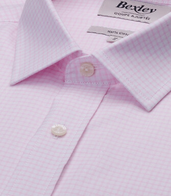 Men’s adjusted fit fine checked shirt in light pink - VIBERT