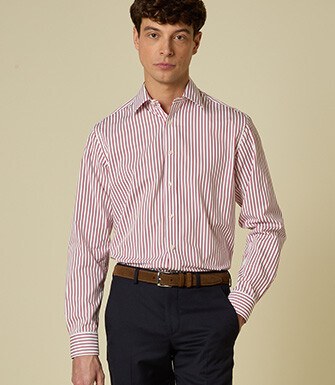 White and Red Shirt – End-on-End Fabric - MILFRED