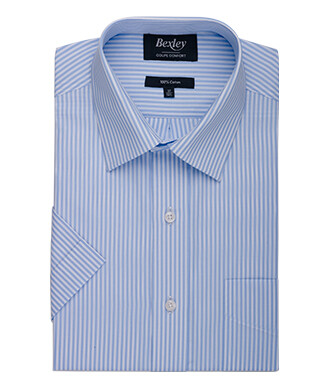 Light Blue & White striped short sleeve shirt - MAZAIRE